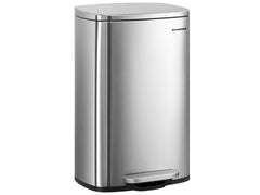 Songmics | Treteimer 50 Liter, Silber | 43.2x37.1x63.2 cm, Edelstahl, Kunststoff
