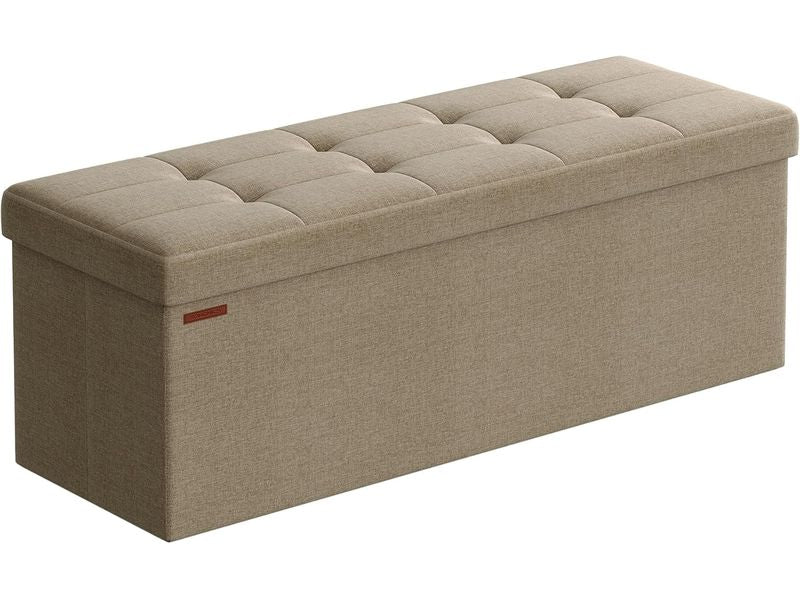 Songmics | Sitztruhe Ottomane, 110x38x38 cm | Braun, MDF, Schaumstoff