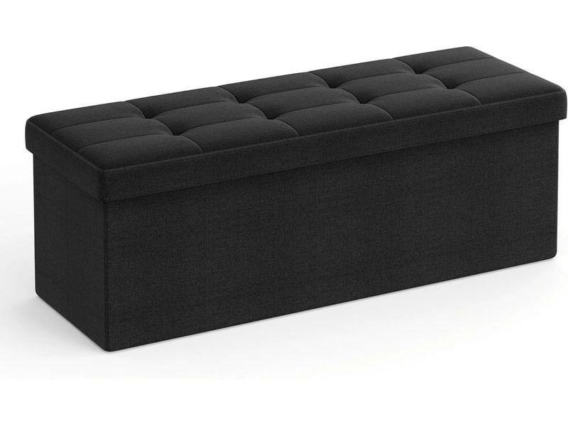 Songmics | Sitztruhe Ottomane, 110x38x38 cm | Schwarz, MDF, Schaumstoff