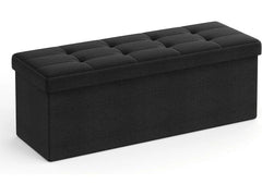 Songmics | Sitztruhe Ottomane, 110x38x38 cm | Schwarz, MDF, Schaumstoff