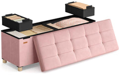 Songmics | Sitztruhe Ottomane, 110x38x40 cm | Rosa, MDF, Schaumstoff