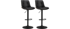 VASAGLE | Barhocker Schwarz, 2er Set | 49.2x48.1x93.1-114.1 cm, Kunstleder