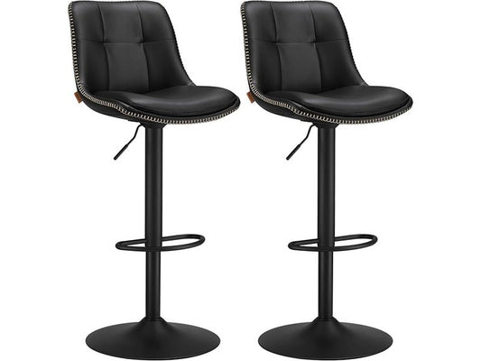 VASAGLE | Barhocker Schwarz, 2er Set | 49.2x48.1x93.1-114.1 cm, Kunstleder