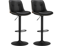 VASAGLE | Barhocker Schwarz, 2er Set | 49.2x48.1x93.1-114.1 cm, Kunstleder