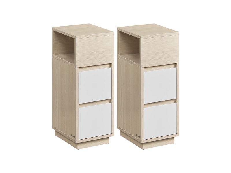 VASAGLE | Nachttisch in Weiss-Nature, 2er Set | 25x30x65 cm, MDF, Sperrholz