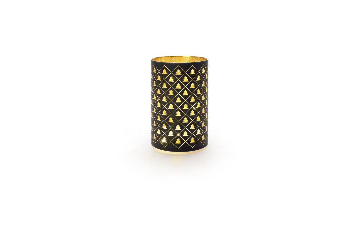 STT LED Windlicht Glas Tree schwarz