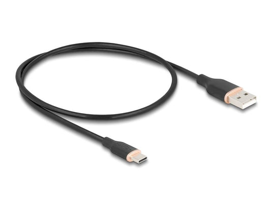 Delock | USB 2.0-Kabel Silikon USB A - USB C | schwarz, USB 2.0, 3A