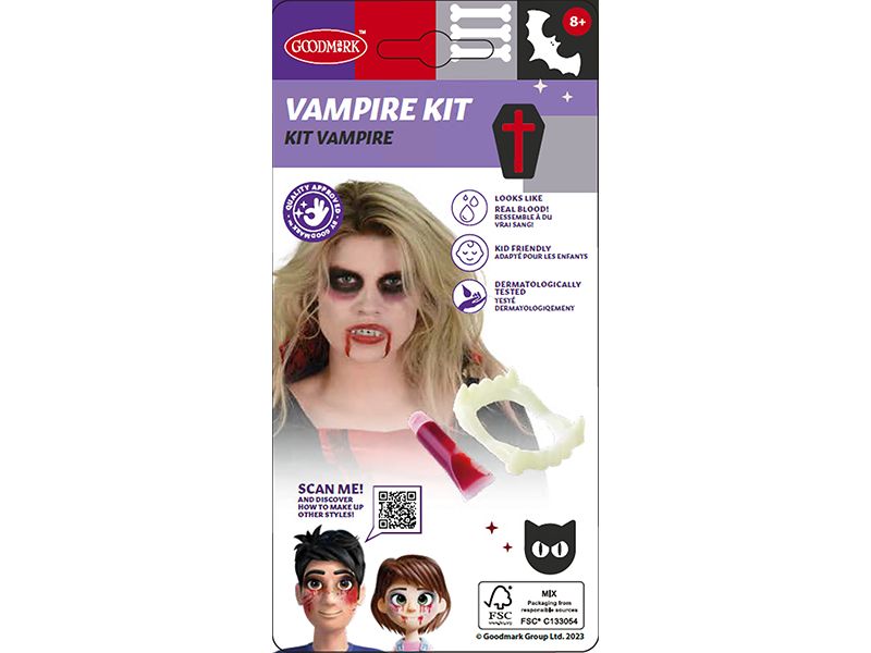 Amscan | Halloween Vampir-Kit | Gebiss + 3.5ml Tube Kunstblut