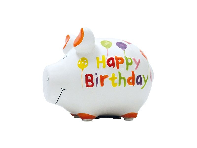 G. Wurm | Sparschwein Happy Birthday | 12.5x9x9cm