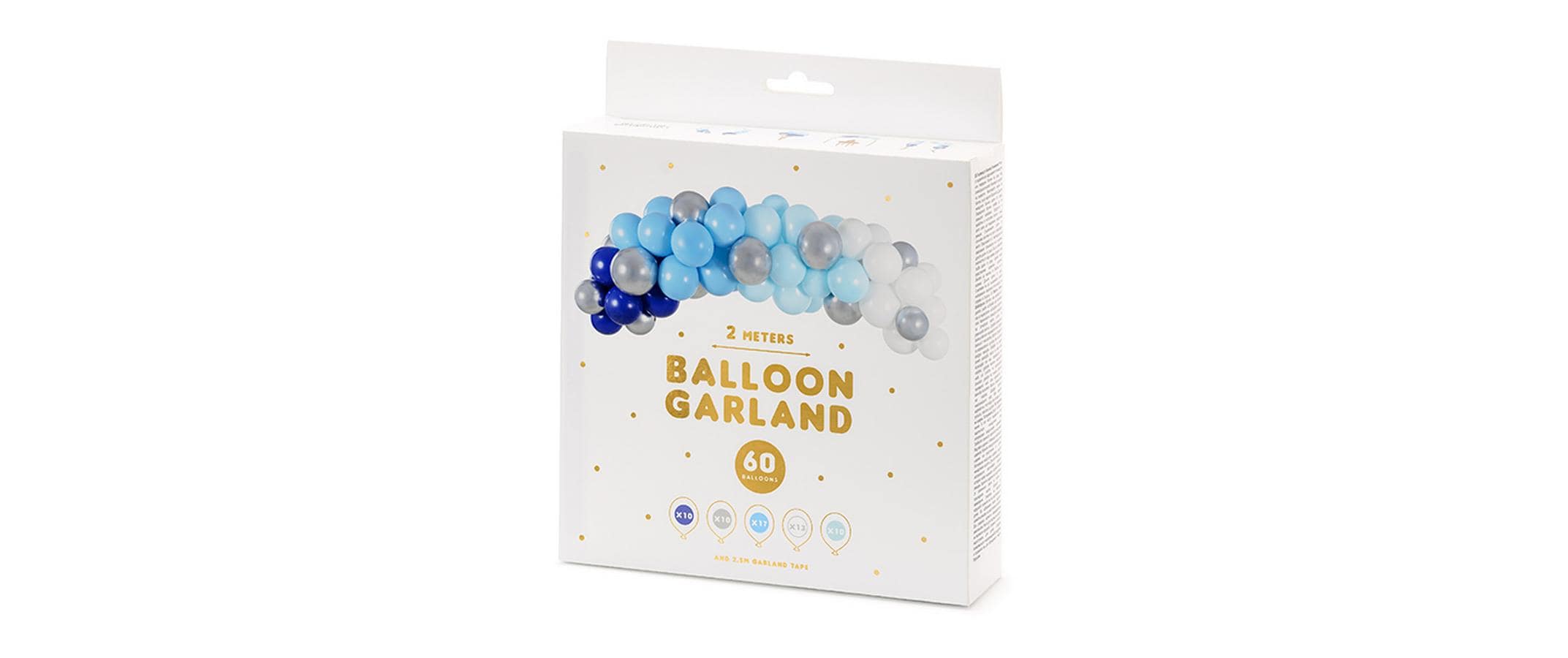 Partydeco, Luftballon Girlande Blau-Silber