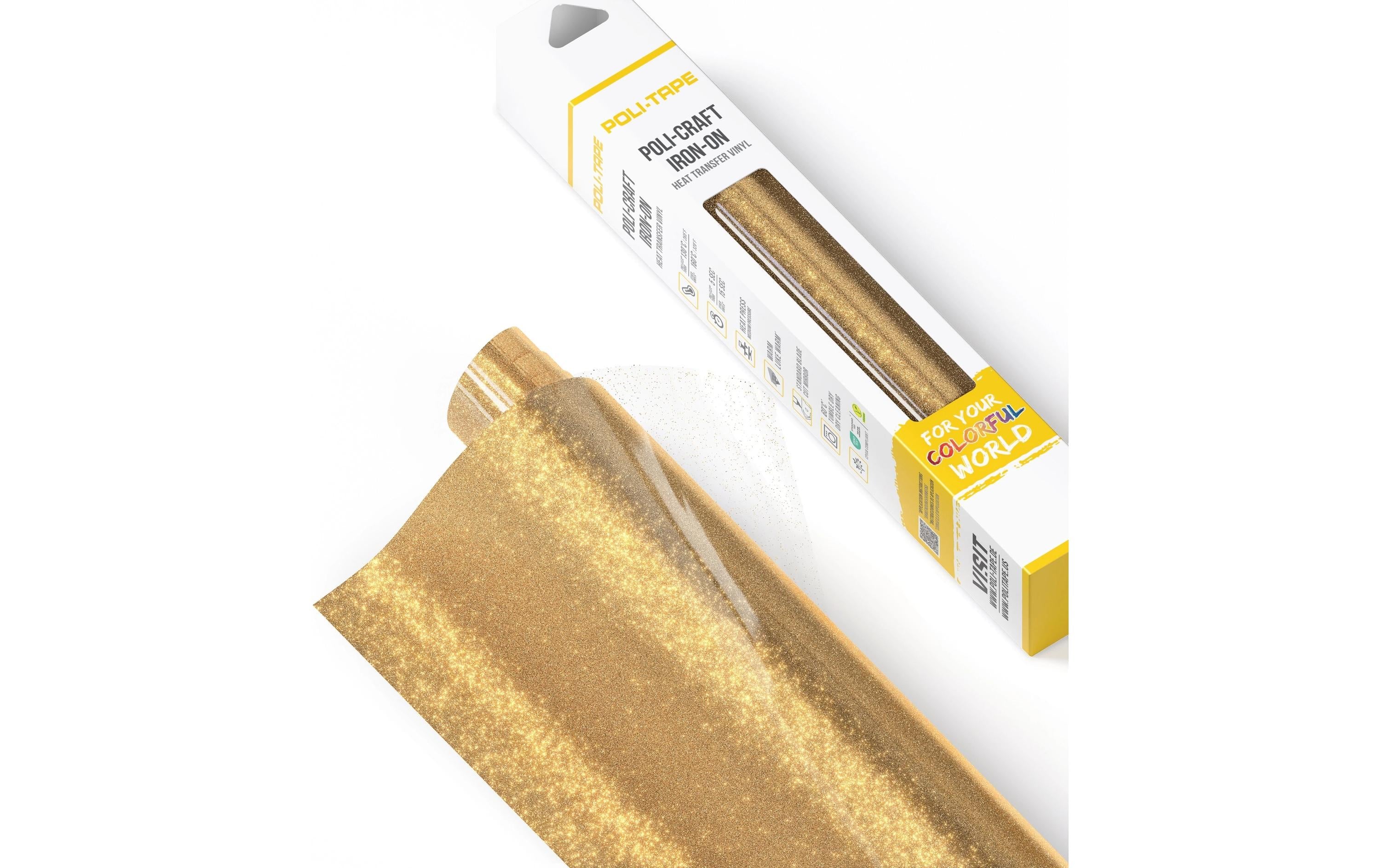Poli-Tape Aufbügelfolie Glitter Hellgold