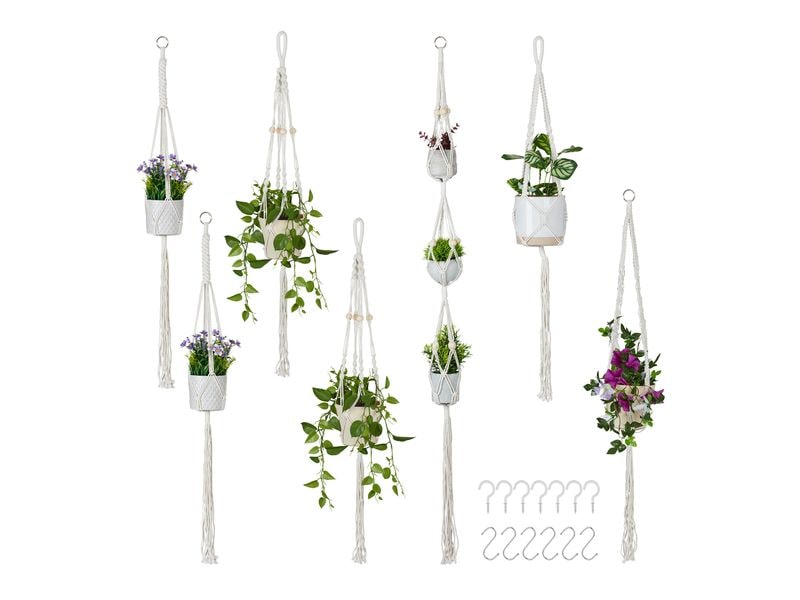 relaxdays | Blumenampel Makramee | 7er Set