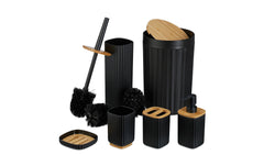 relaxdays | Badezimmer Set | 6-teilig, Schwarz
