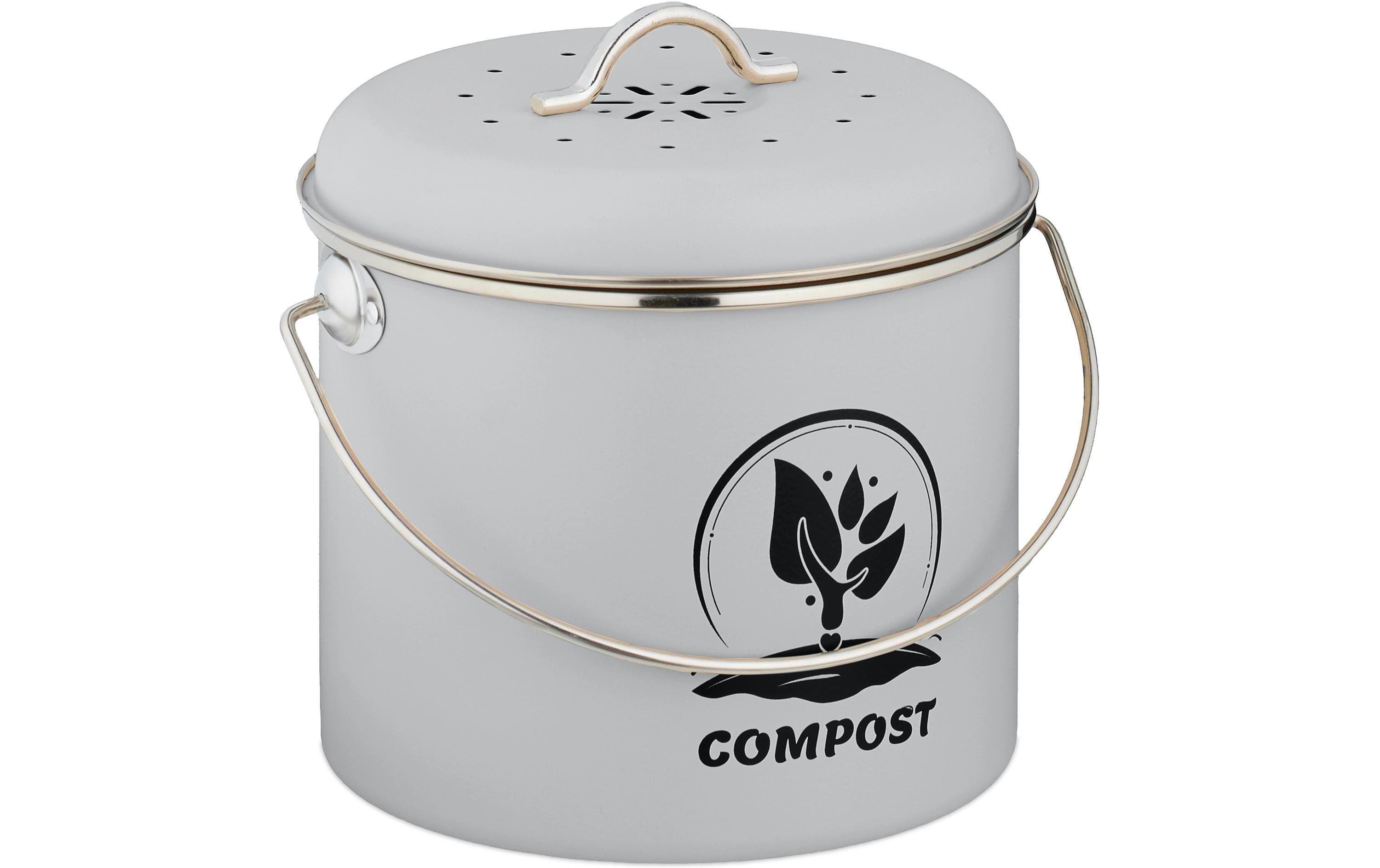 relaxdays, Komposteimer 3.5 l, Grau/Silber