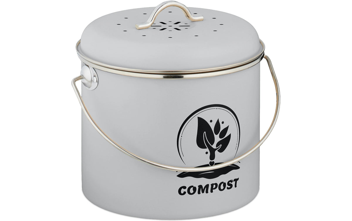relaxdays, Komposteimer 3.5 l, Grau/Silber
