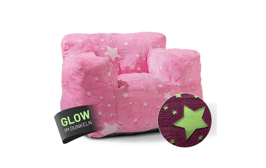 Lumaland Sitzsack Sessel Glow in Dark Pink