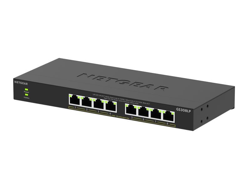 Netgear | GS308LP: 8 Port Switch | 8-Port PoE Gigabit Switch