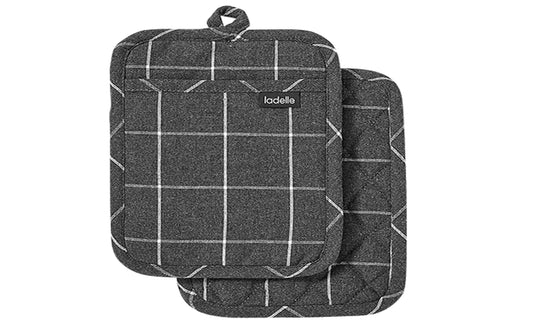Ladelle | Topflappen Eco Check | charcoal 21x21 cm 2 Stk.