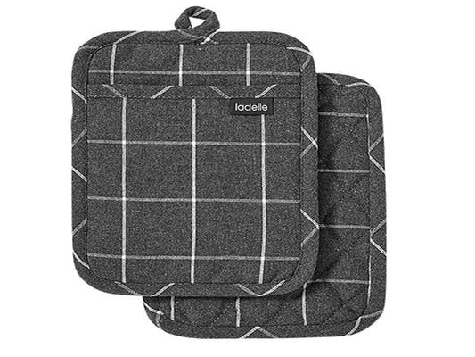 Ladelle | Topflappen Eco Check | charcoal 21x21 cm 2 Stk.