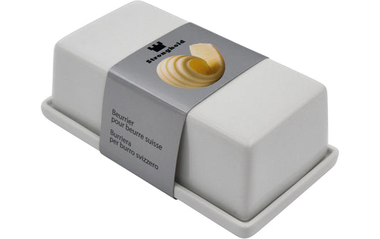 Stronghold | Butterdose für CH Butter | Porzellan, 15 x 8.5 cm, H 6 cm