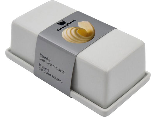 Stronghold | Butterdose für CH Butter | Porzellan, 15 x 8.5 cm, H 6 cm