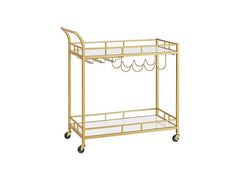 VASAGLE | Bartrolley Gold, 2 Ablagen | 86.1x38.1x90.2 cm (LxBxH), Eisen, Glas