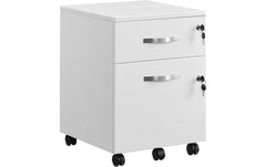 VASAGLE | Rollcontainer weiss, Schloss | 54.4x43.8x40 cm (LxBxH), mit 2 Schubladen