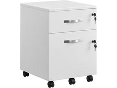 VASAGLE | Rollcontainer weiss, Schloss | 54.4x43.8x40 cm (LxBxH), mit 2 Schubladen