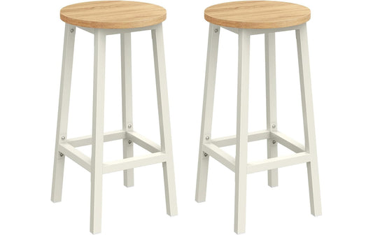 VASAGLE | Barhocker, 2er Set, Weiss-Natur | 32x64 cm (DxH), Traglast 100 kg