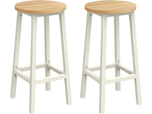 VASAGLE | Barhocker, 2er Set, Weiss-Natur | 32x64 cm (DxH), Traglast 100 kg