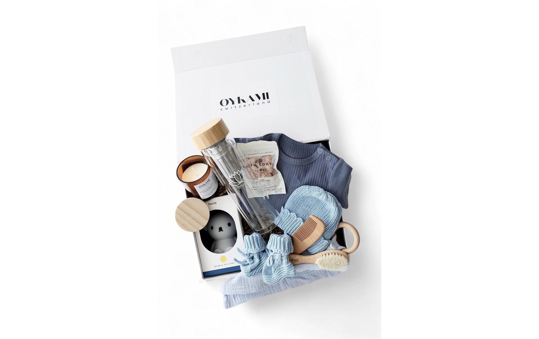 Oykami Geschenkbox Blau Lugano Teeflasche