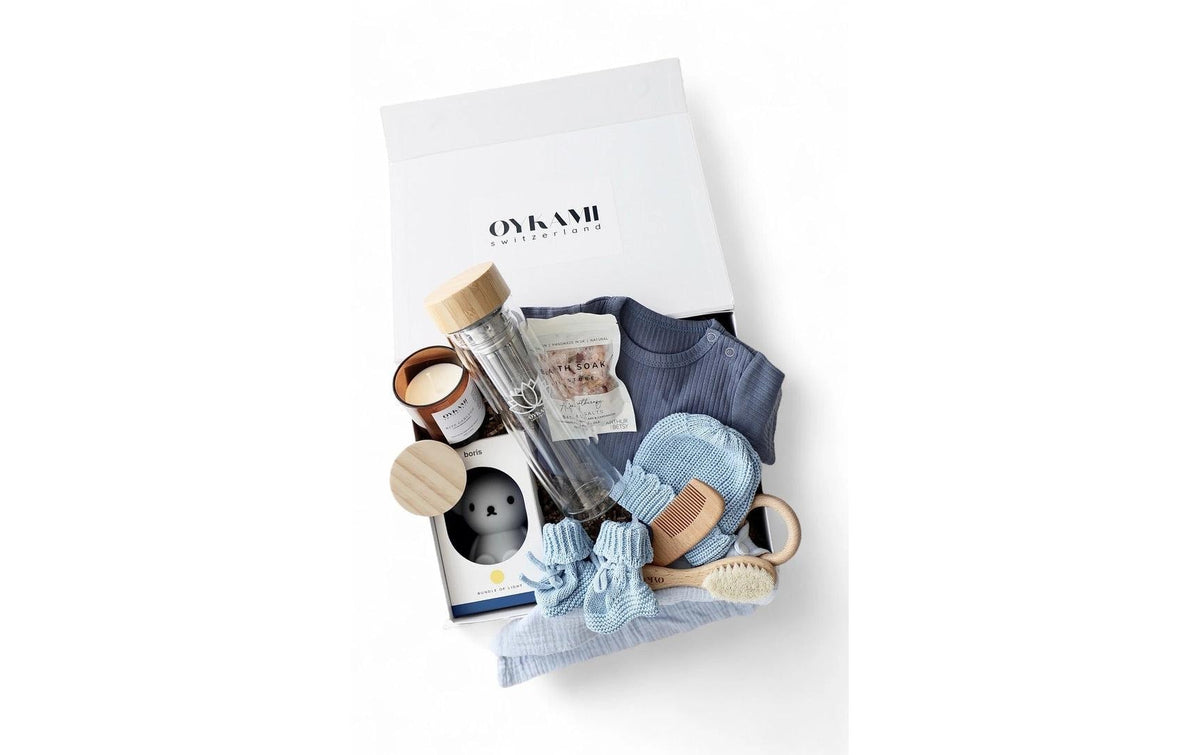 Oykami Geschenkbox Blau Lugano Teeflasche