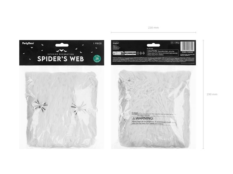 Partydeco | Spinnennetz | weiss, 200g, 2 Spinnen