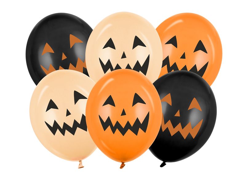Partydeco | Luftballon Kürbis | orange, 30 cm, 6 Stück