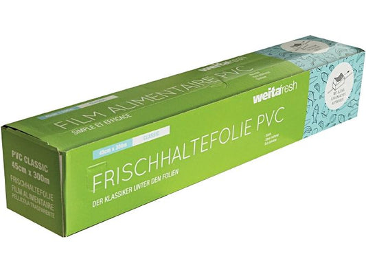 Weita | Frischhaltefolie WF Classic PVC B45cm | 1 Rolle 300m,Einzelbox m. Slider,9my