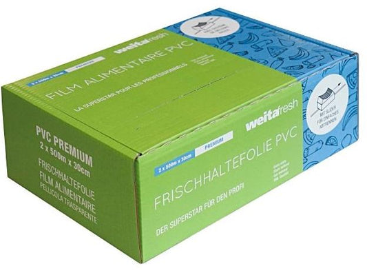 Weita | Frischhaltefolie WF Premium 45cm | 2 Rollen, Doppelbox, PVC