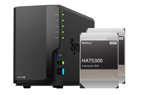Synology | DS225+, 2-bay NAS | inkl. 2x 8TB HDD Synology Ent. HAT53x