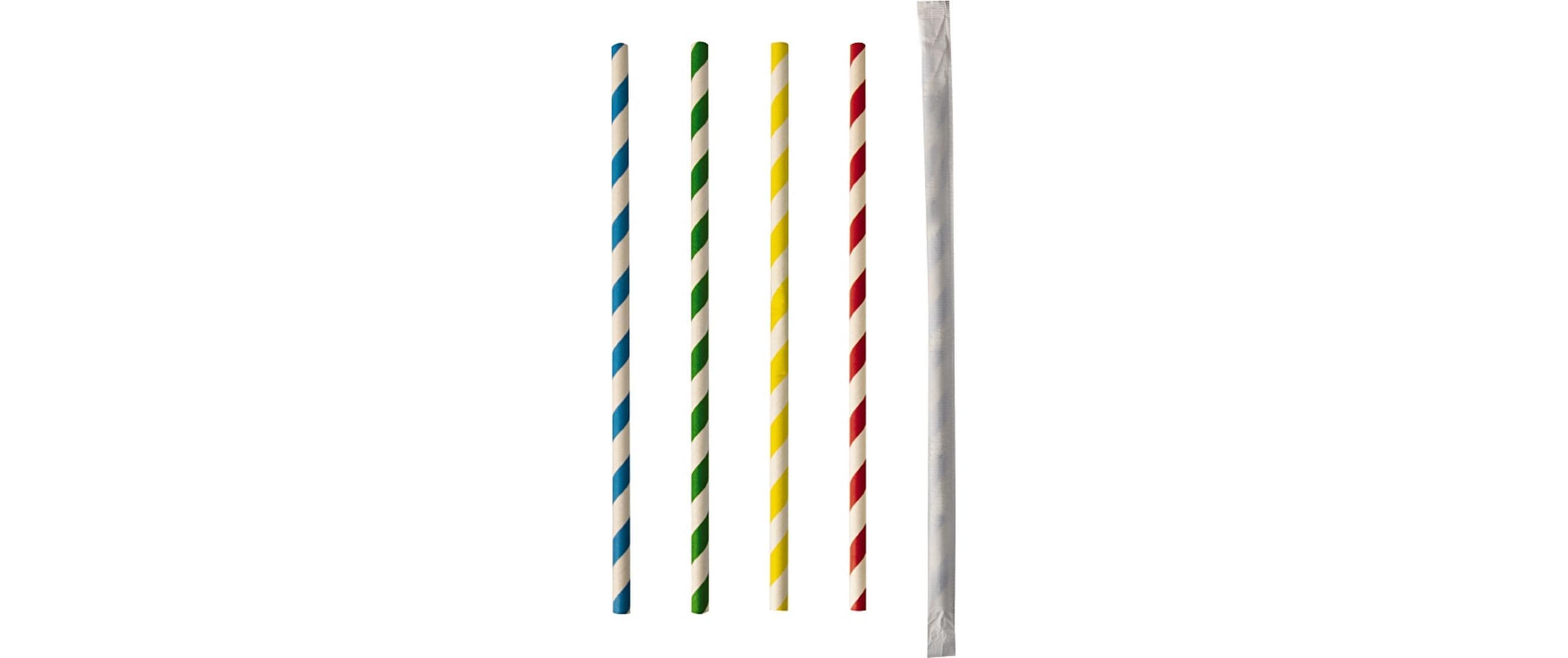 Papstar Trinkhalme Stripes Farbig assort.
