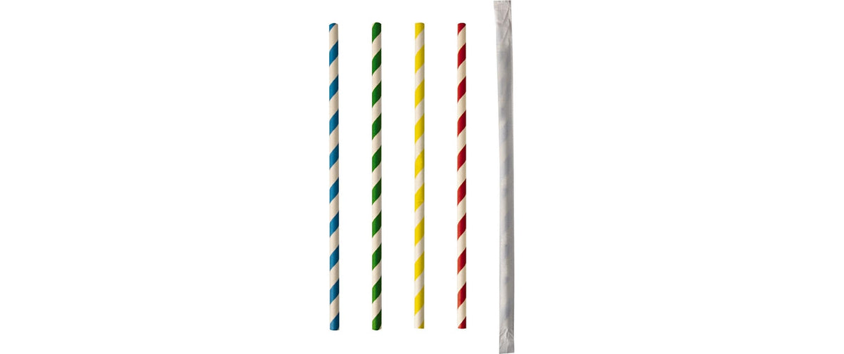 Papstar Trinkhalme Stripes Farbig assort.
