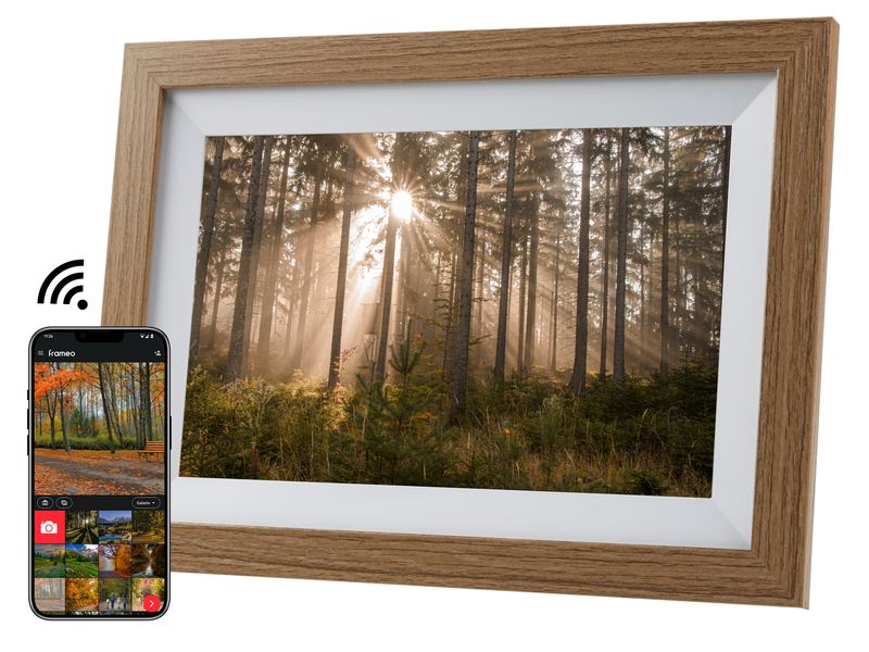 COCON | Digitaler Bilderrahmen 10.1 holz | 32GB, 800*1280IPS, 2.4GHzWifi, FRAMEO APP