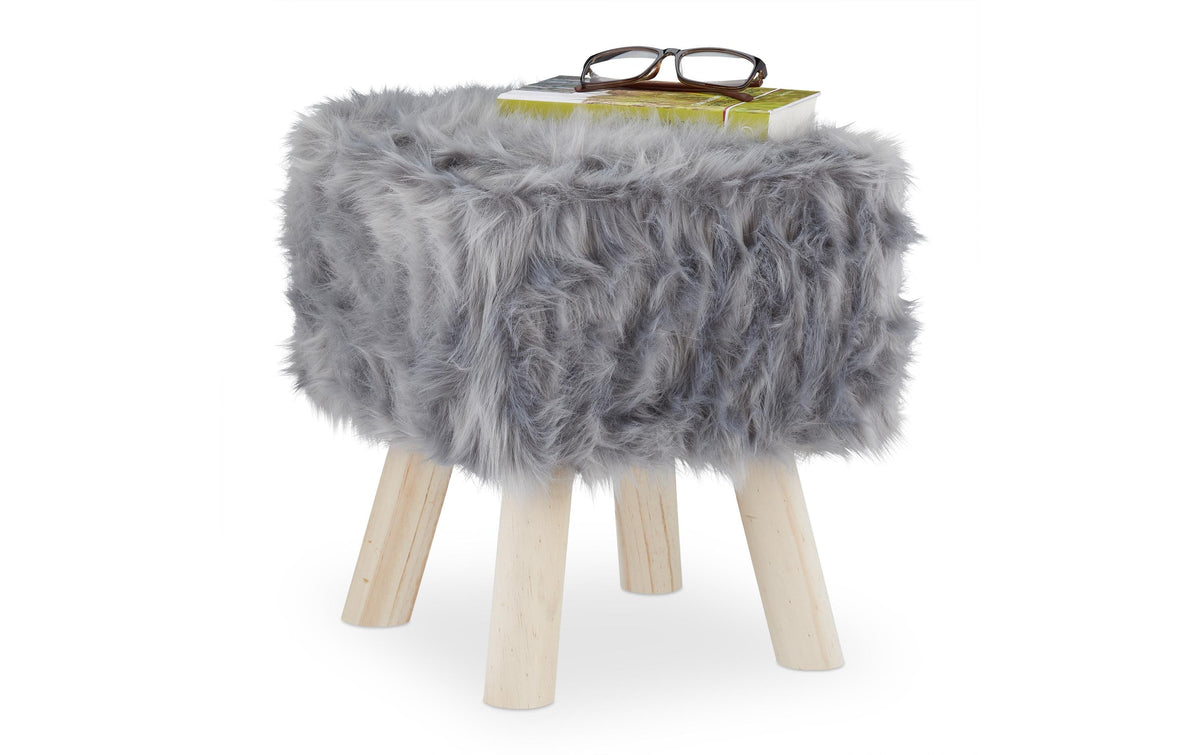 relaxdays Sitzhocker mit Fell