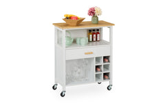 relaxdays | Küchenwagen mit Weinregal | 80 x 65 x 35 cm, Weiss