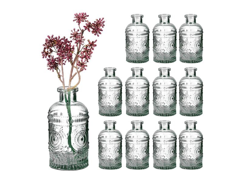 relaxdays | Vase 12er Set, Transparent | 12er Set, Transparent