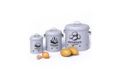 relaxdays | Kartoffelbehälter 3er Set, Grau | 3er Set, Grau