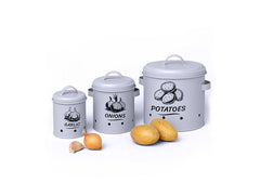 relaxdays | Kartoffelbehälter 3er Set, Grau | 3er Set, Grau