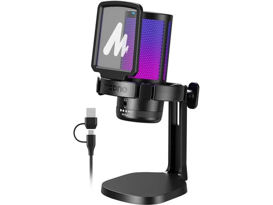 Maono | Mikrofon DGM20 Schwarz | USB, inkl Windschutz, RGB, Plug & Play