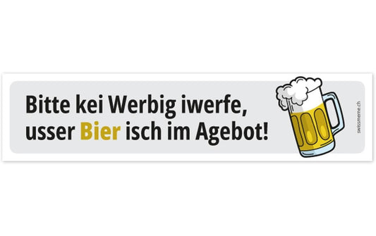 Swissmeme | Sticker | Kei Werbig, usser Bier!, 14.8 x 3.5 cm