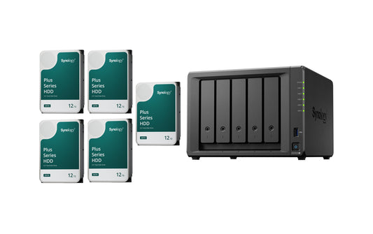 Synology | DS1525+, 5-bay NAS | inkl. 5x 12TB HDD Synology Plus HAT33x