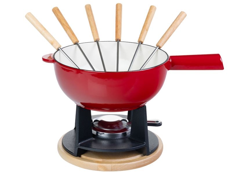 COCON | Fondue Set rot | Gusseisen, 6 Gabeln, 36x23x20.5, rot