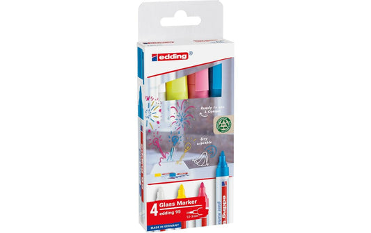 edding | Glasmarker E-95 ass E-4 049 | assort. weiss,gelb,pink,hellblau